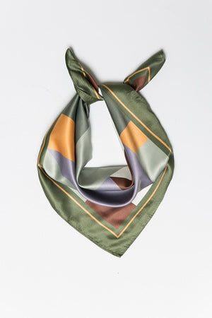 Green & Brown Geometric Bandana Scarf