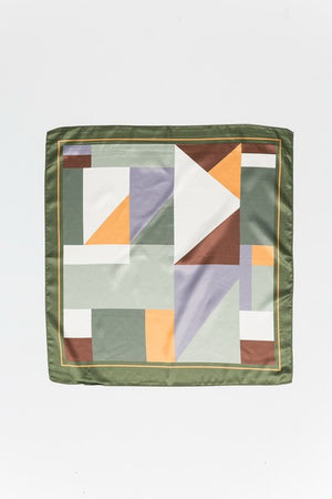 Green & Brown Geometric Bandana Scarf