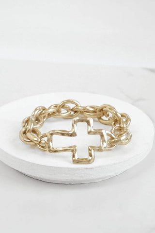 Chunky Chain Cross Bracelet