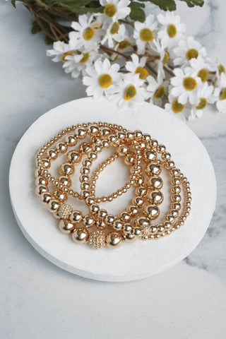 Multi Size Ball Beaded Bracelet Stack Bracelet Set