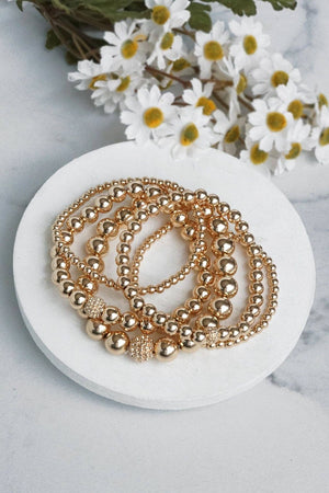 Multi Size Ball Beaded Bracelet Stack Bracelet Set