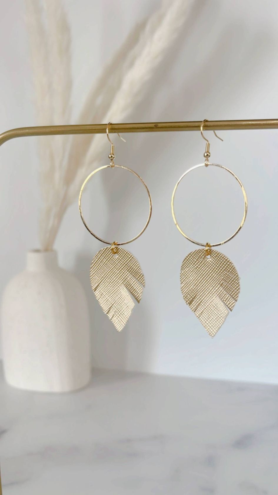 The Lyndsey Leather Earring Gold
