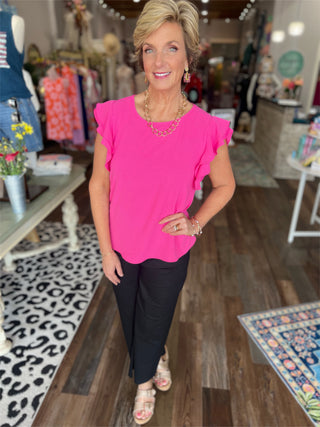 Cutesy Ruffle Top in Pink