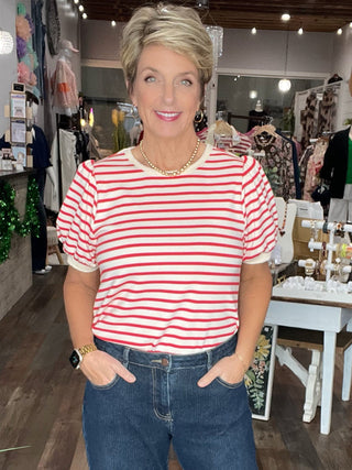Classic Stripe Puff Sleeve Top