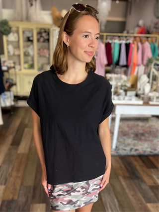 Cotton Slub Tee in Black