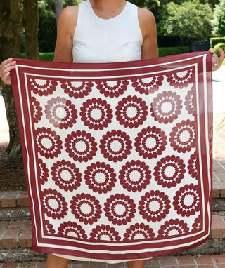 Lucy Floral Scarf Large Maroon White