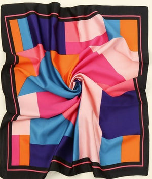 Color Block Silky Bandana Scarf