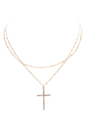 Cross Pendant Layered Necklace