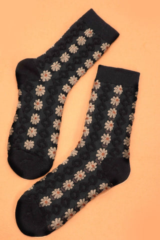 Daisy Textured Floral Casual Woman's Socks