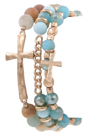 Semi-Precious Cross Bracelet Set