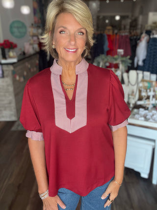 The Fine Line Top in Burgundy