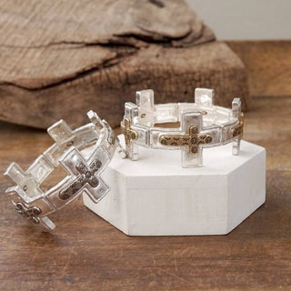 Cross bracelet in Worn Silver or Gold Tone - Boho Style
