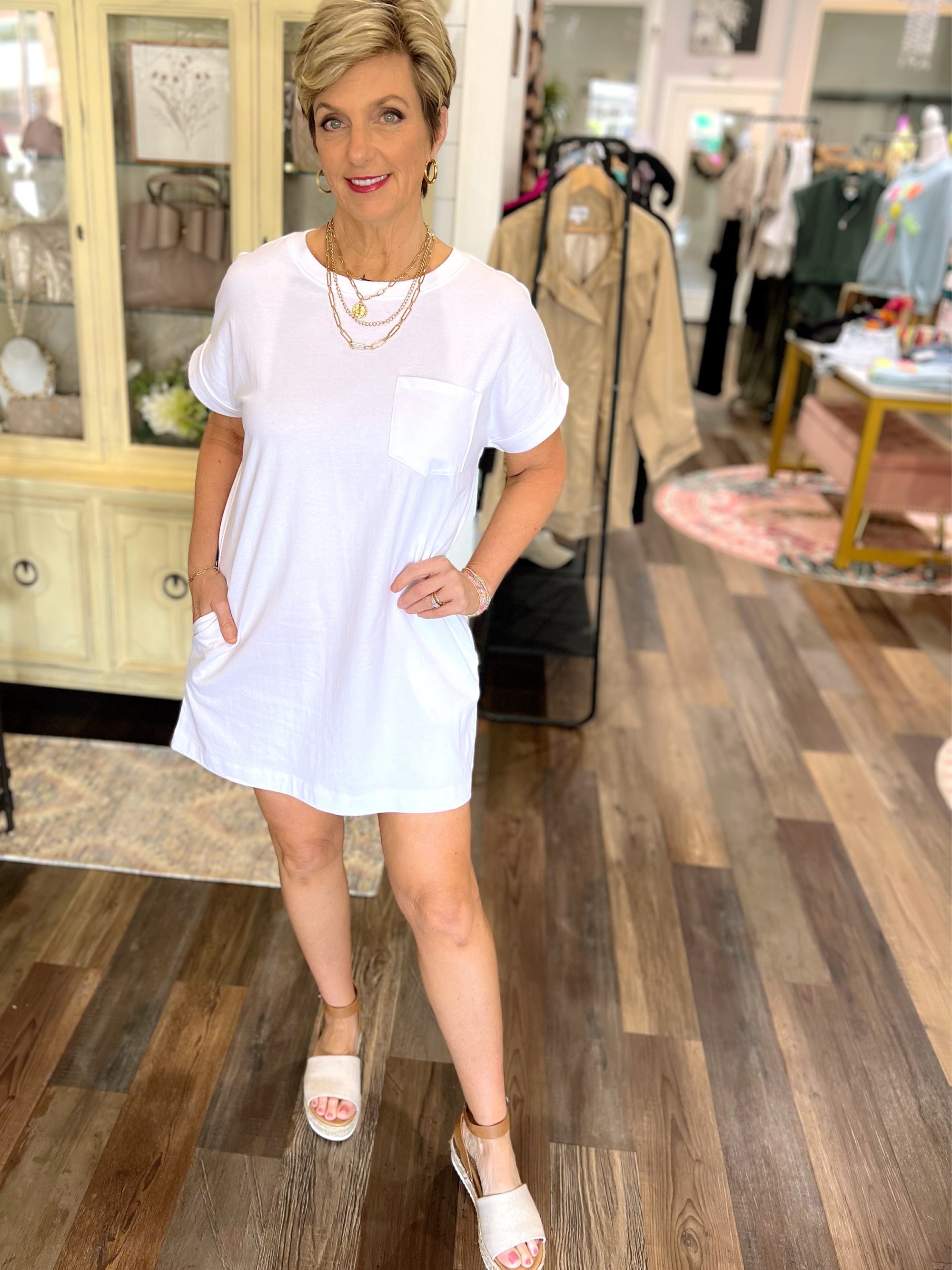 Premium Cotton T-Shirt Dress in White