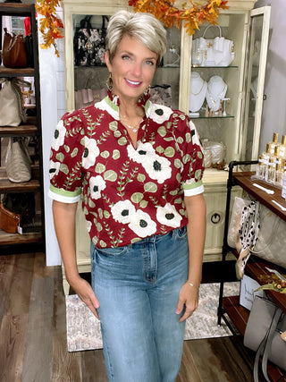 Bloom & Go V-Neck Puff Sleeve Top