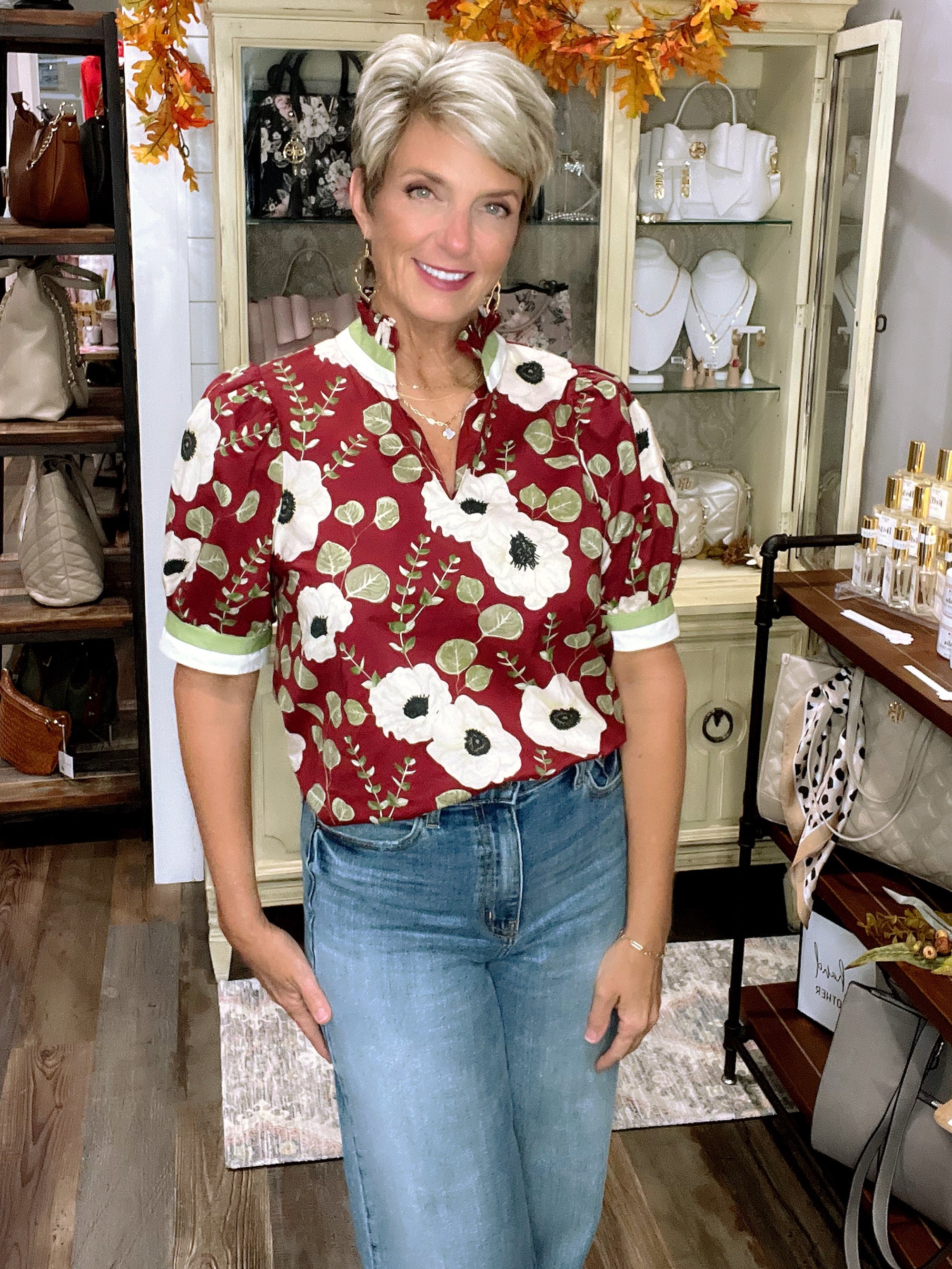 Bloom & Go V-Neck Puff Sleeve Top