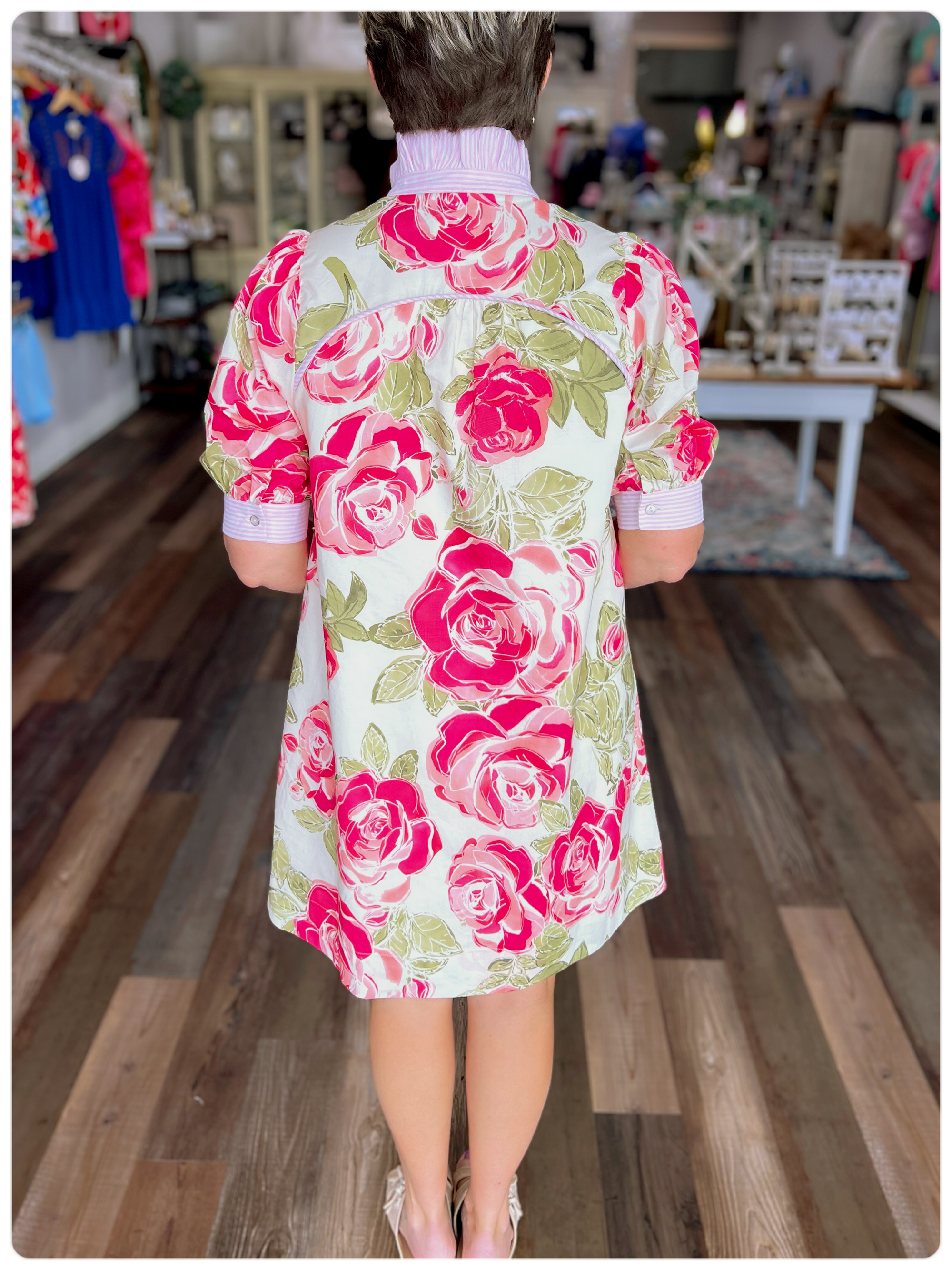 Rosey Floral Dress in Pink Mix