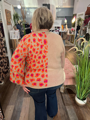 Colorblock Leopard Print Knit Pullover in Regular & Curvy