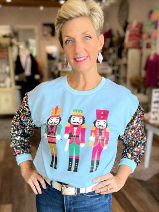 Nutcracker Sequin Sleeve Top
