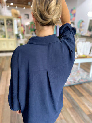 Sloan Button-Up Top in Chocolate or Navy