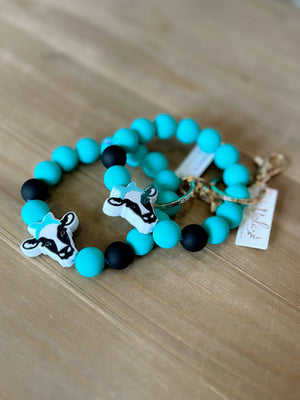 Silicone Ball Cow Keychain