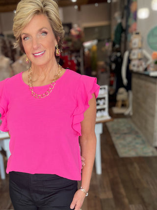 Cutesy Ruffle Top in Pink
