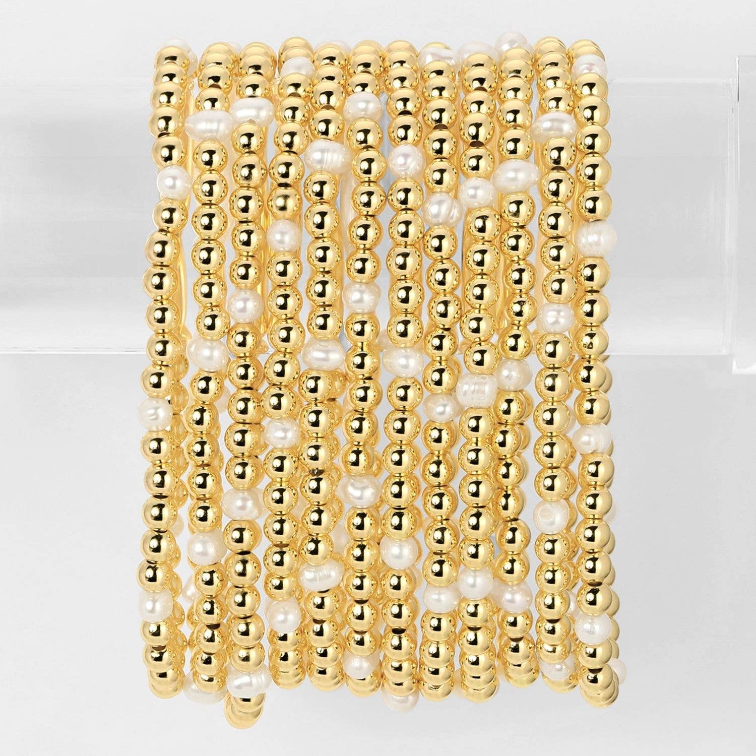 4mm Bead & Pearl Stretch Bracelets
