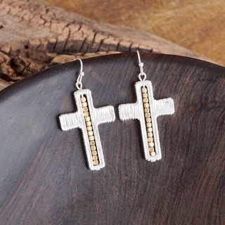 Minimalist Cross Dangle Earrings – Gold or Silver Tone