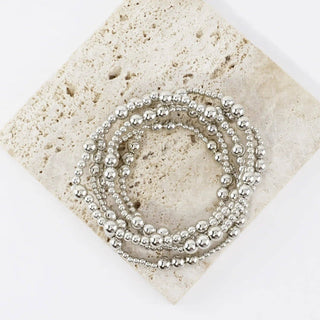 5 Piece Station Metallic Beads Stretch Bracelet Set