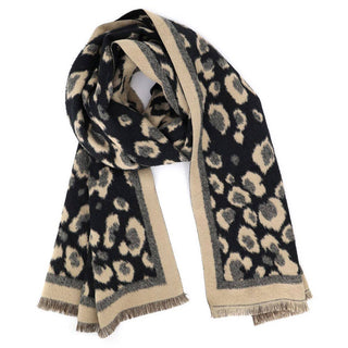 Two Tone Leopard Print Reversible Scarf Wrap