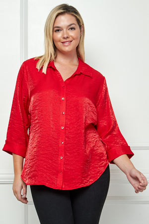 Let's Celebrate Shimmery Red Blouse in Curvy