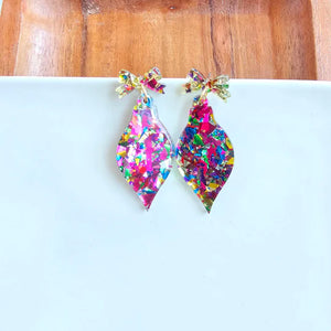 Pink Confetti Ornament Earrings