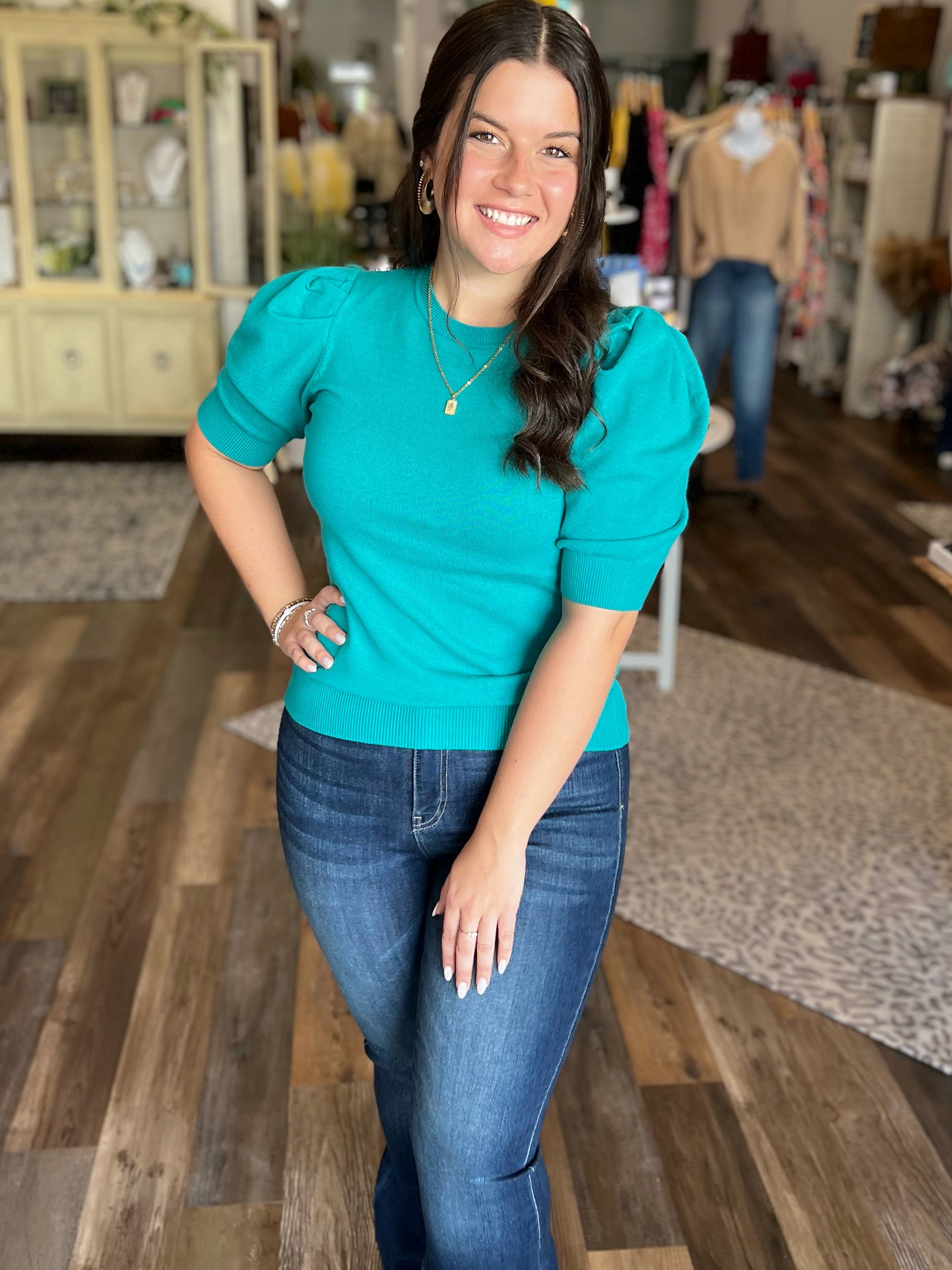Viscose Puff Short Sleeve Sweater