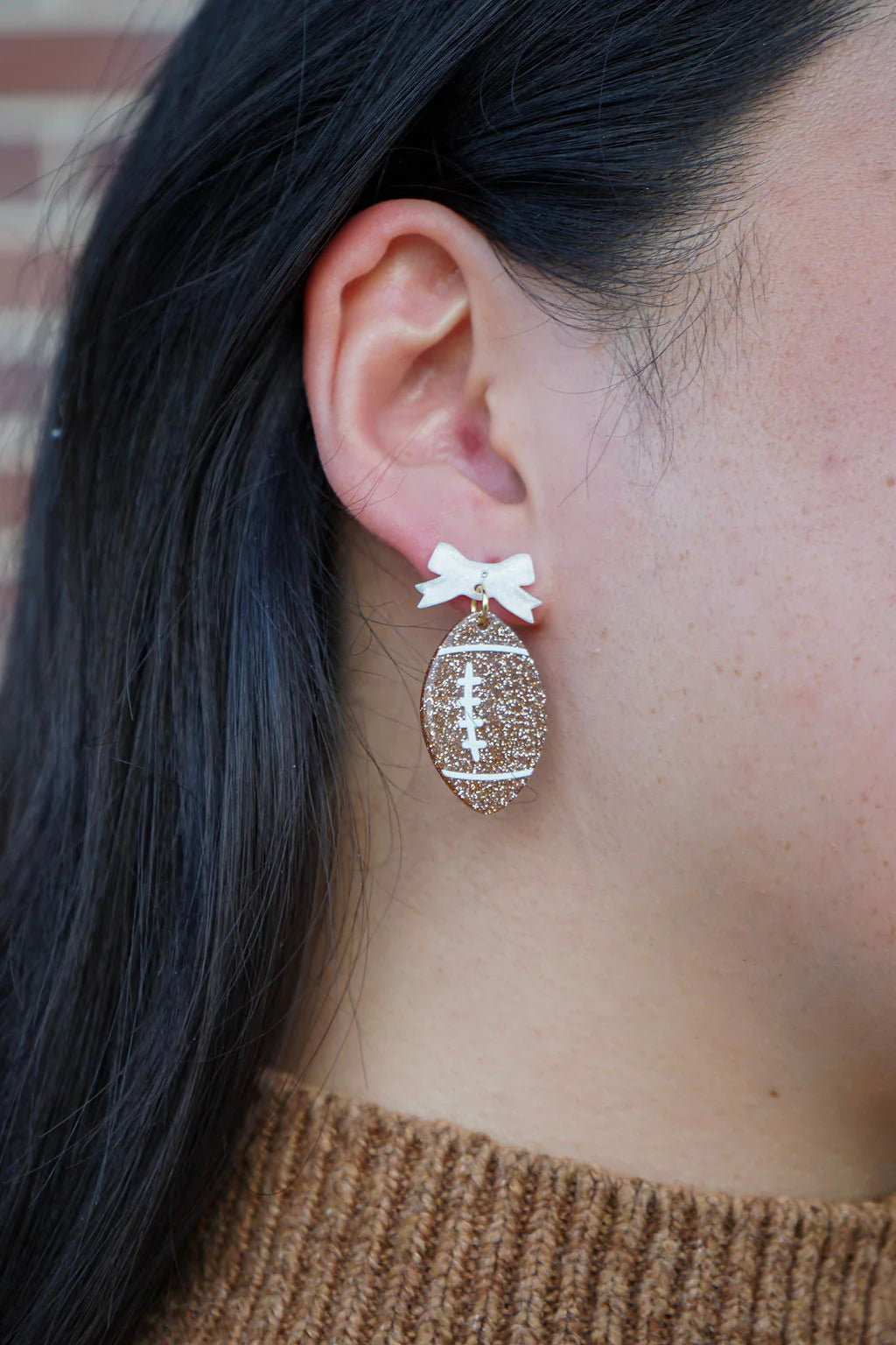 Bow Football Earrings - Game Day Sparkle