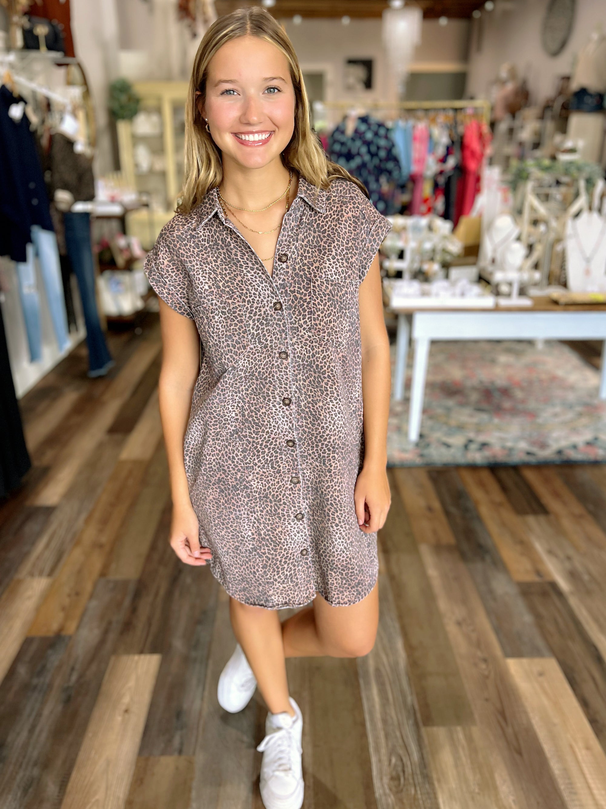 Wild Side Button-Up Leopard Dress