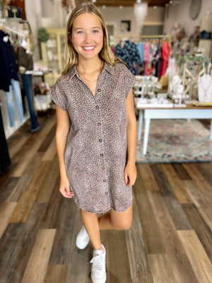 Wild Side Button-Up Leopard Dress