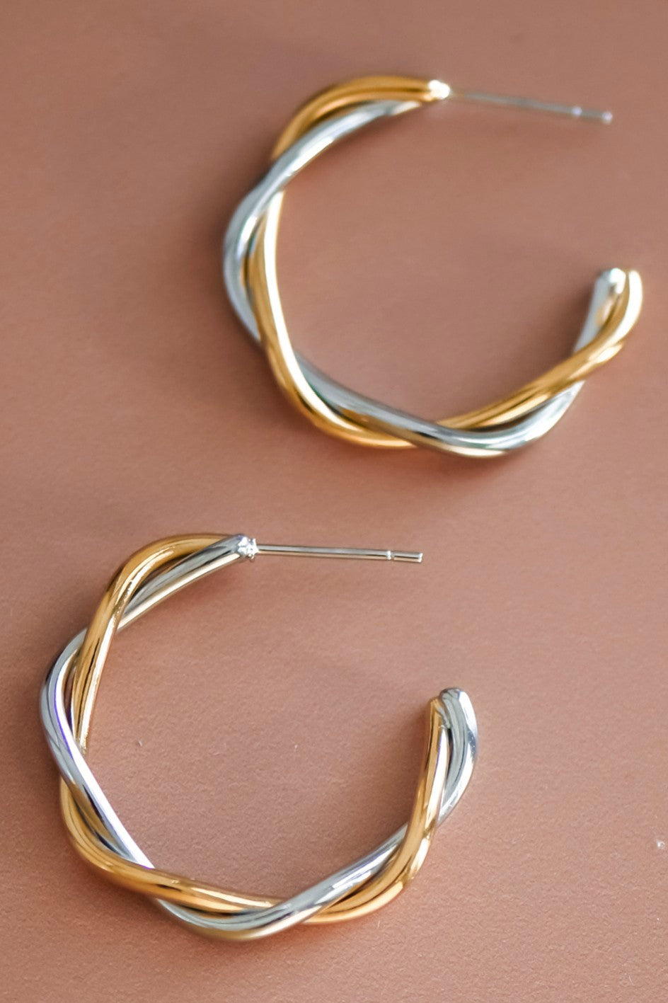Non-Tarnish Stainless Steel Two-tone Hoops