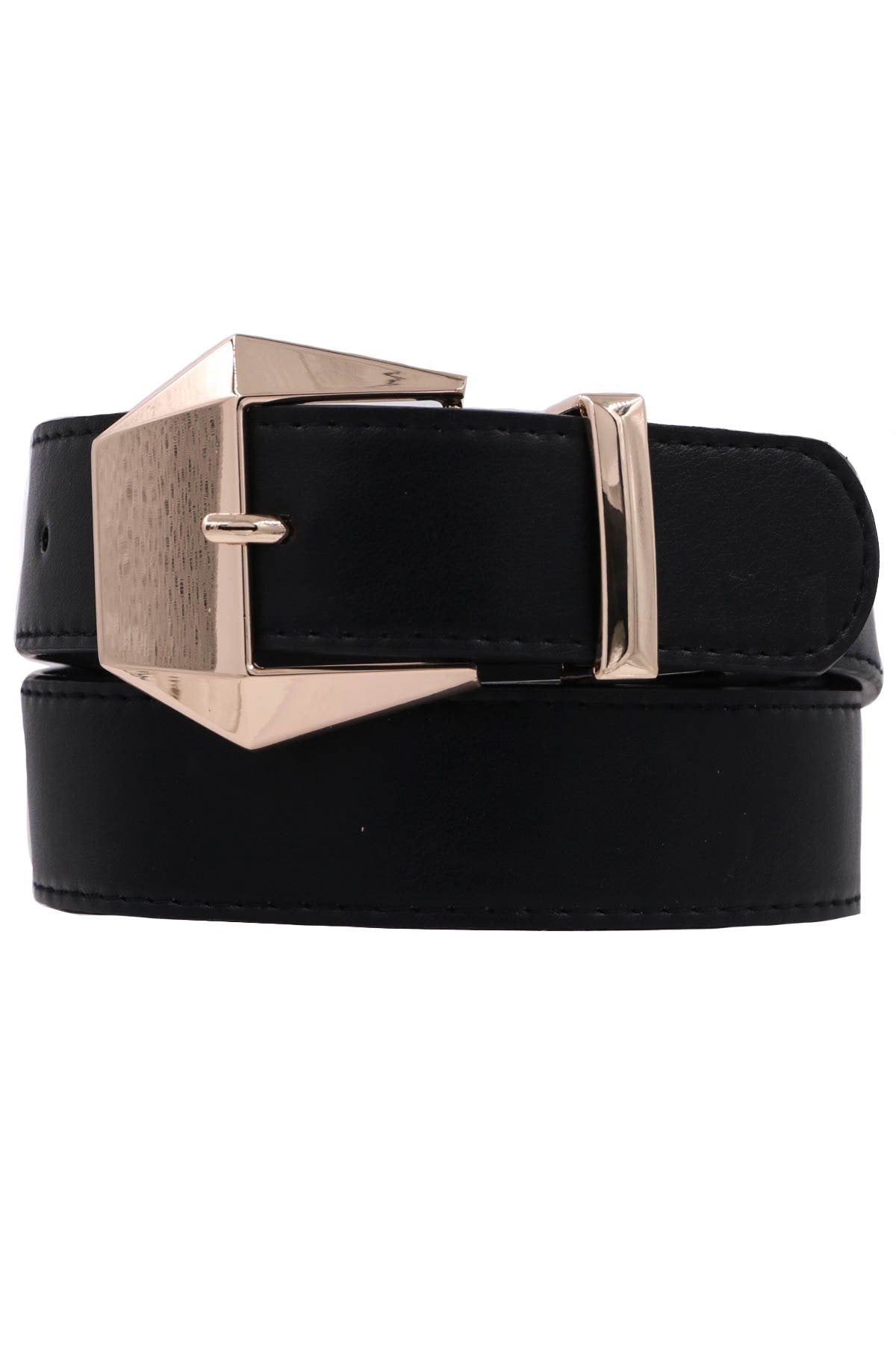 Geometric Faux Leather Buckle Belt