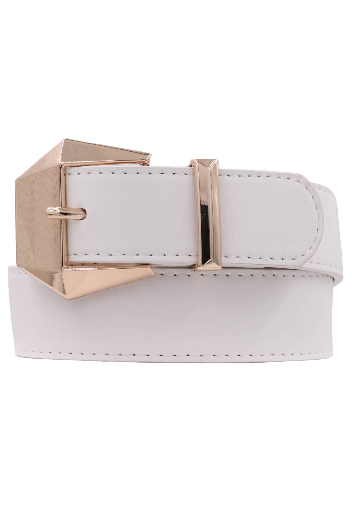 Geometric Faux Leather Buckle Belt