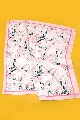 Pink Flower Lead Silky Feel Bandana Scarf