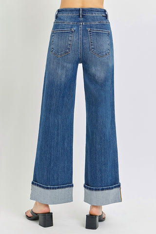 Double Take Cuffed Wide-Leg Jeans