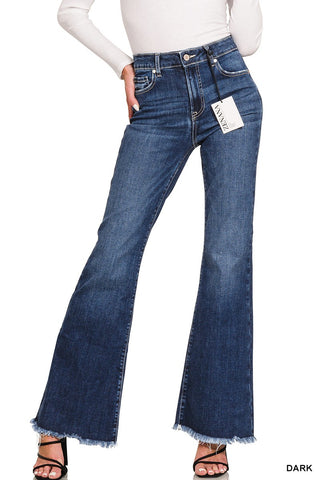 Raw Hem Flare Jeans