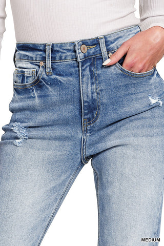 The Go-To Mid Rise Cropped Straight Jeans – Medium Wash