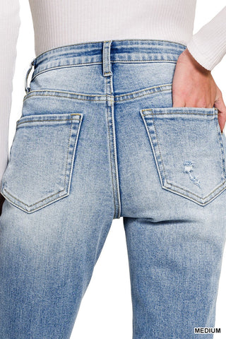 The Go-To Mid Rise Cropped Straight Jeans – Medium Wash
