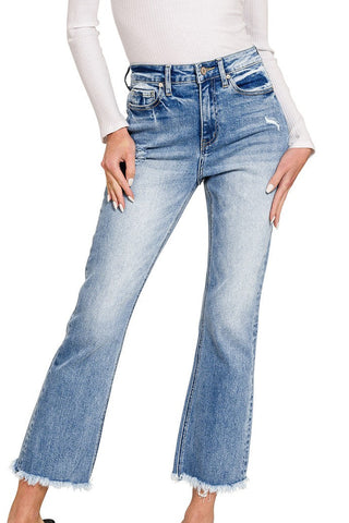 The Go-To Mid Rise Cropped Straight Jeans – Medium Wash
