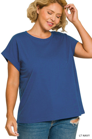 The Go-To Folded Sleeve Cotton Tee in Curvy