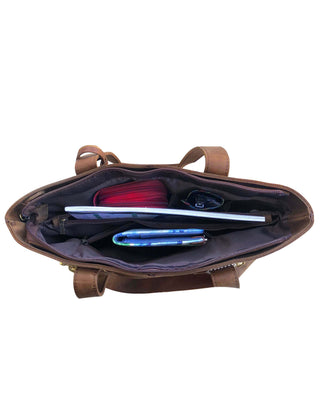 Vintage Cowhide Leather Tote Shoulder Bag