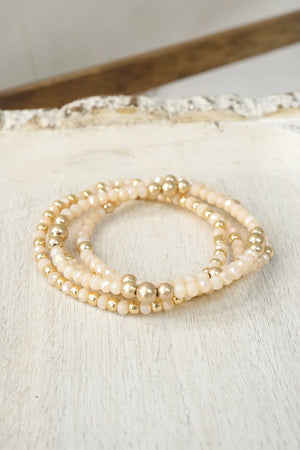 Colorful and Gold tone beaded bracelet stack of 4 bracelets