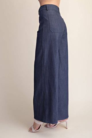 The Stacy Stretchy Wide Leg Jeans in Dark Denim