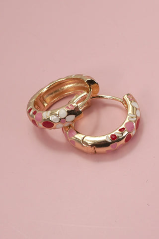 Flower Copper Huggie Hoop Earrings