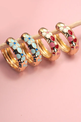 Flower Copper Huggie Hoop Earrings